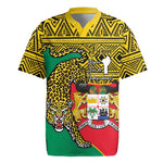 Personalised Benin National Day Rugby Jersey Coat Of Arms With Leopard African Pattern