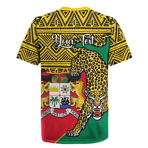 Personalised Benin National Day Rugby Jersey Coat Of Arms With Leopard African Pattern