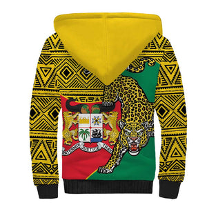 Personalised Benin National Day Sherpa Hoodie Coat Of Arms With Leopard African Pattern