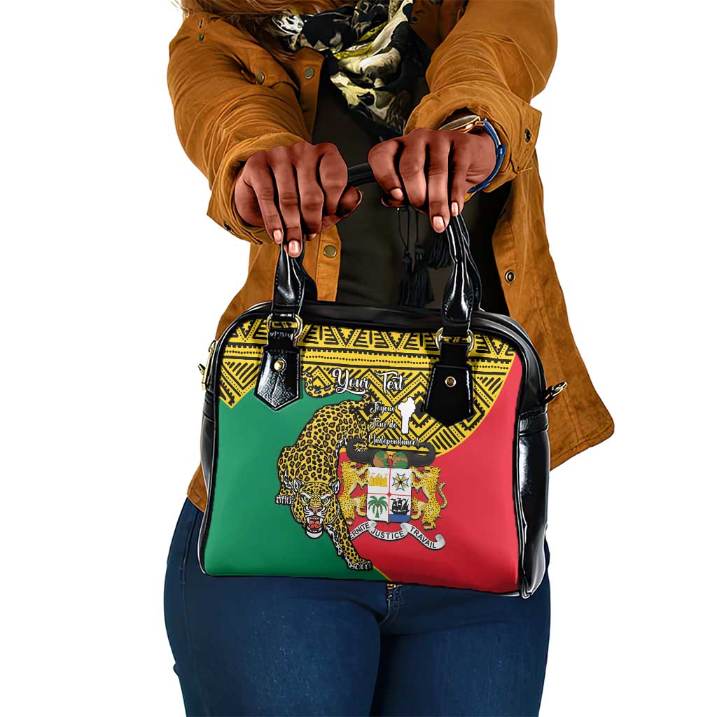 Personalised Benin National Day Shoulder Handbag Coat Of Arms With Leopard African Pattern