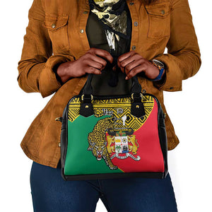 Personalised Benin National Day Shoulder Handbag Coat Of Arms With Leopard African Pattern