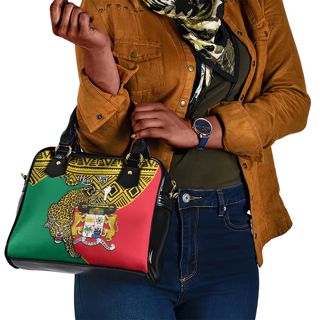 Personalised Benin National Day Shoulder Handbag Coat Of Arms With Leopard African Pattern