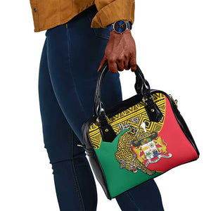 Personalised Benin National Day Shoulder Handbag Coat Of Arms With Leopard African Pattern