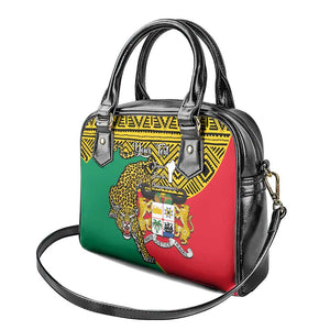 Personalised Benin National Day Shoulder Handbag Coat Of Arms With Leopard African Pattern