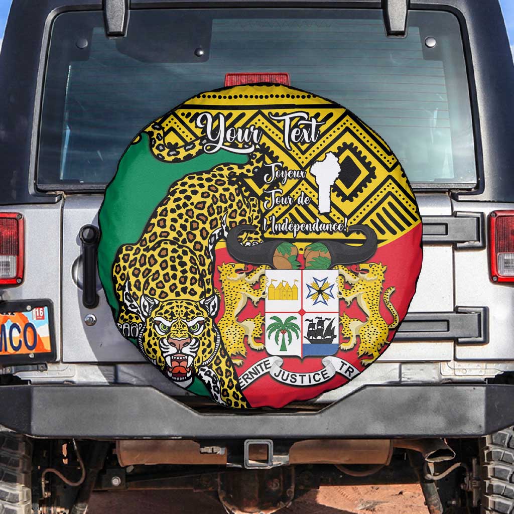 Personalised Benin National Day Spare Tire Cover Coat Of Arms With Leopard African Pattern