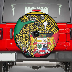 Personalised Benin National Day Spare Tire Cover Coat Of Arms With Leopard African Pattern