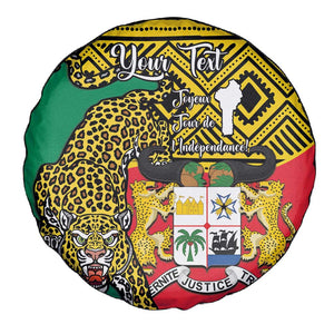 Personalised Benin National Day Spare Tire Cover Coat Of Arms With Leopard African Pattern