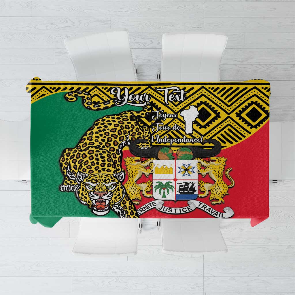 Personalised Benin National Day Tablecloth Coat Of Arms With Leopard African Pattern