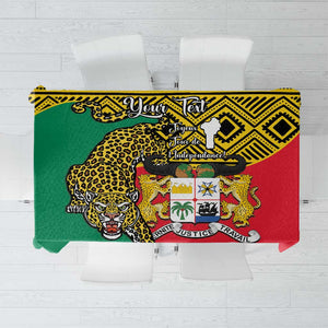 Personalised Benin National Day Tablecloth Coat Of Arms With Leopard African Pattern