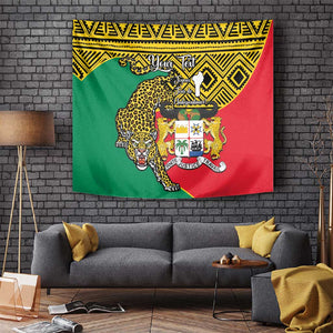 Personalised Benin National Day Tapestry Coat Of Arms With Leopard African Pattern