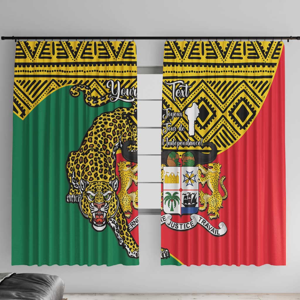 Personalised Benin National Day Window Curtain Coat Of Arms With Leopard African Pattern