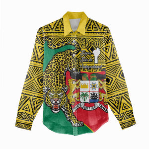 Personalised Benin National Day Women Casual Shirt Coat Of Arms With Leopard African Pattern