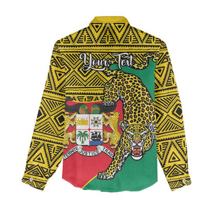 Personalised Benin National Day Women Casual Shirt Coat Of Arms With Leopard African Pattern