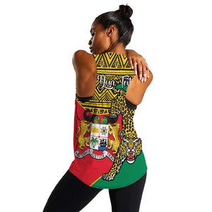 Personalised Benin National Day Women Racerback Tank Coat Of Arms With Leopard African Pattern