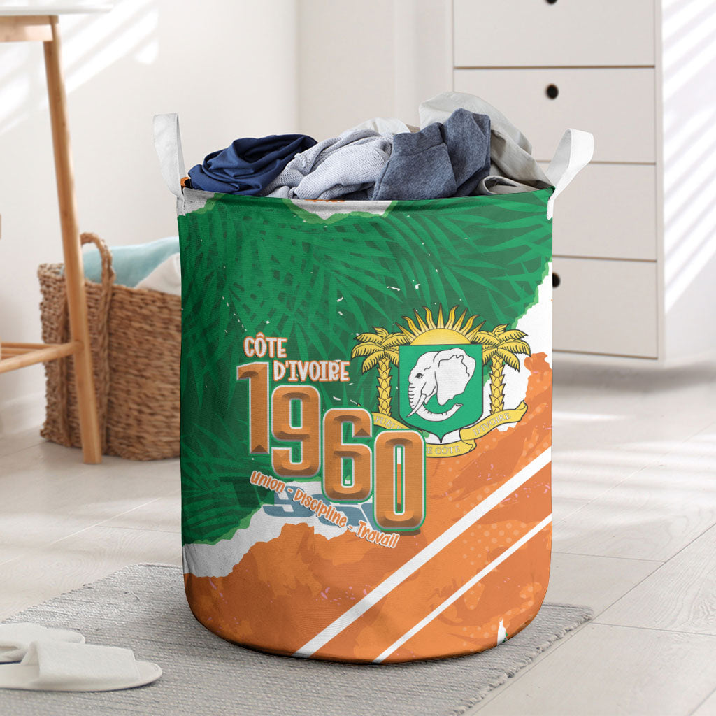 Cote d'Ivoire Independence Day Laundry Basket 1960 Proud Coat Of Arms Grunge Style