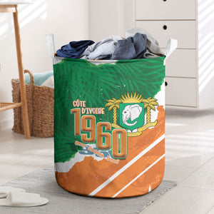Cote d'Ivoire Independence Day Laundry Basket 1960 Proud Coat Of Arms Grunge Style