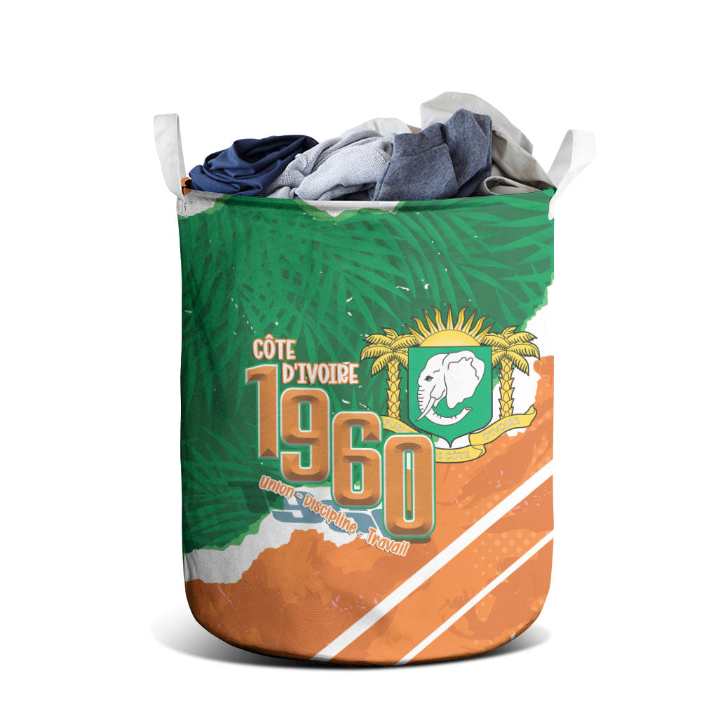 Cote d'Ivoire Independence Day Laundry Basket 1960 Proud Coat Of Arms Grunge Style