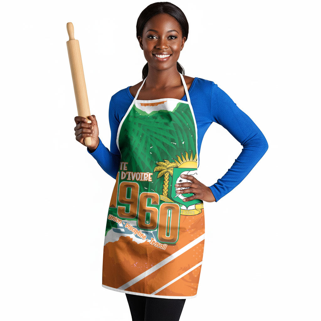 Cote d'Ivoire Independence Day Apron 1960 Proud Coat Of Arms Grunge Style