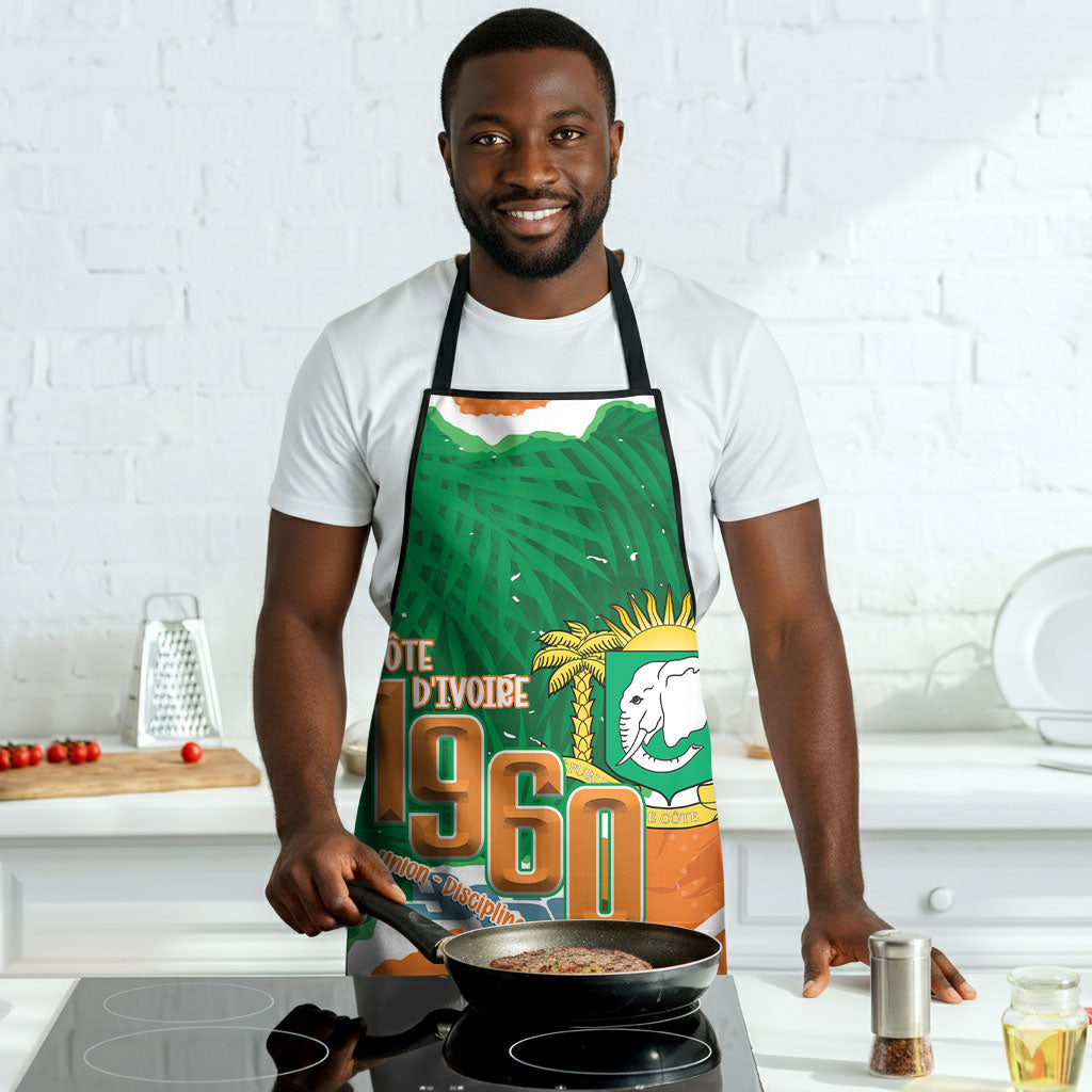 Cote d'Ivoire Independence Day Apron 1960 Proud Coat Of Arms Grunge Style