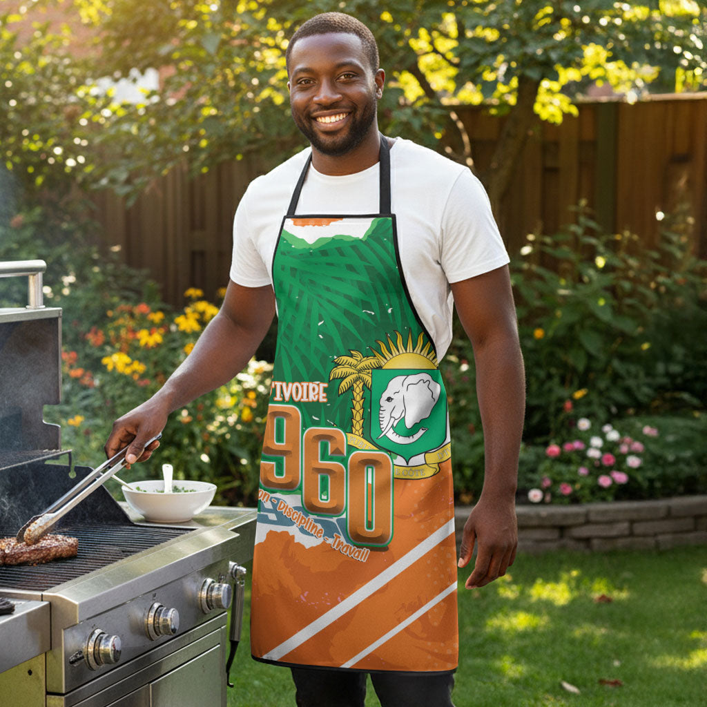Cote d'Ivoire Independence Day Apron 1960 Proud Coat Of Arms Grunge Style