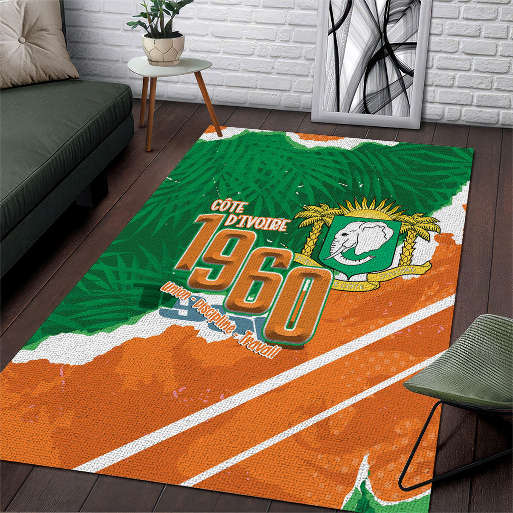 Cote d'Ivoire Independence Day Area Rug 1960 Proud Coat Of Arms Grunge Style