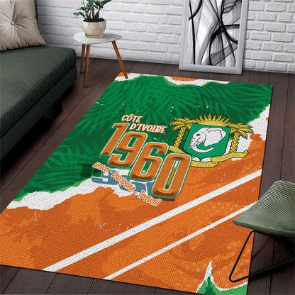Cote d'Ivoire Independence Day Area Rug 1960 Proud Coat Of Arms Grunge Style
