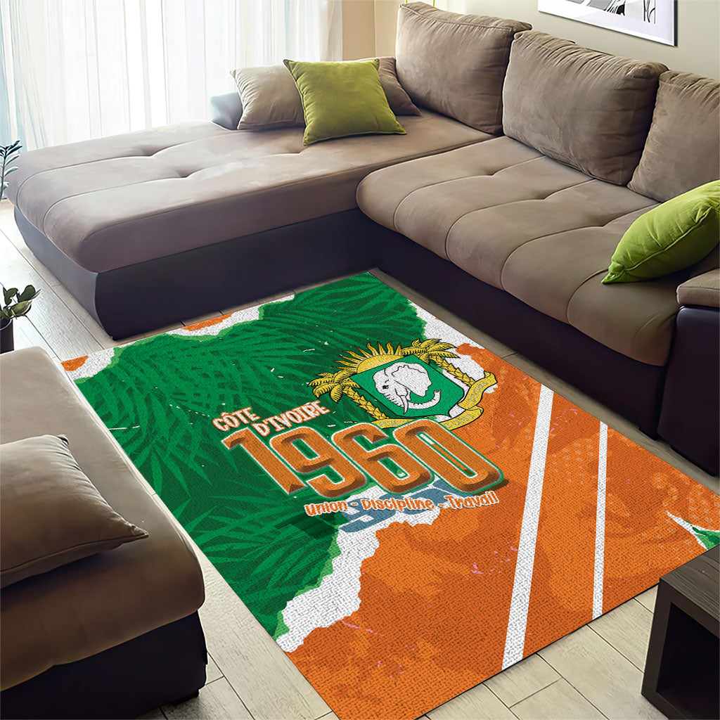 Cote d'Ivoire Independence Day Area Rug 1960 Proud Coat Of Arms Grunge Style