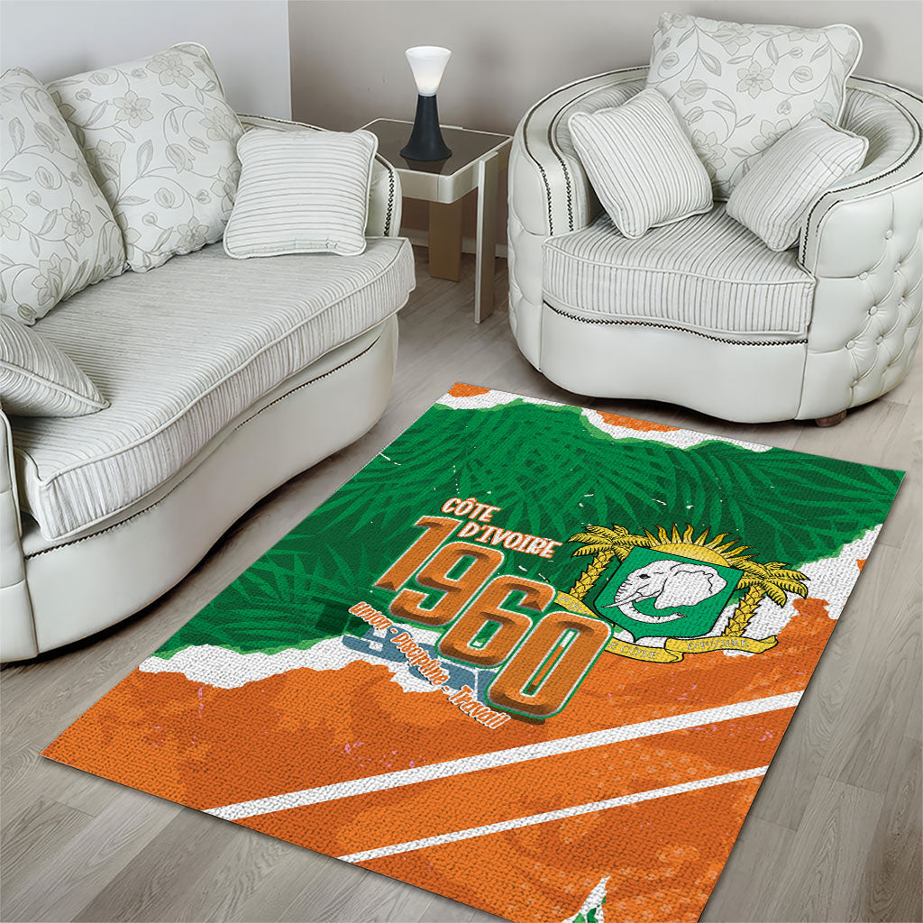 Cote d'Ivoire Independence Day Area Rug 1960 Proud Coat Of Arms Grunge Style