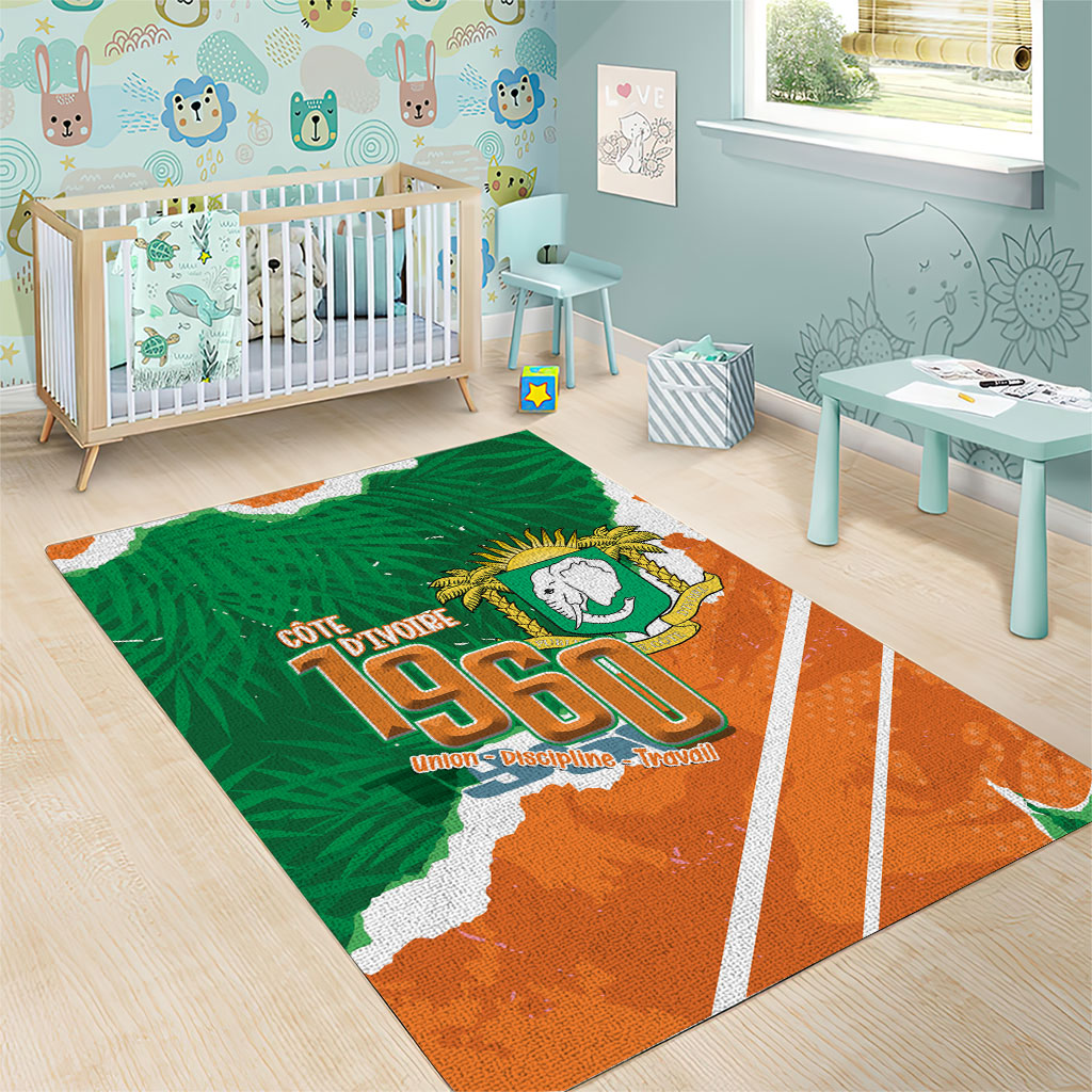 Cote d'Ivoire Independence Day Area Rug 1960 Proud Coat Of Arms Grunge Style
