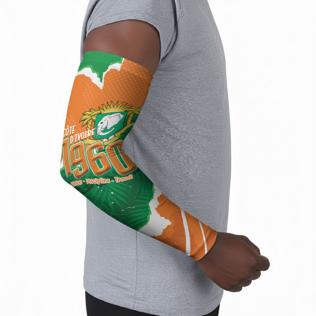 Cote d'Ivoire Independence Day Personalized Arm Sleeves 1960 Proud Coat Of Arms Grunge Style
