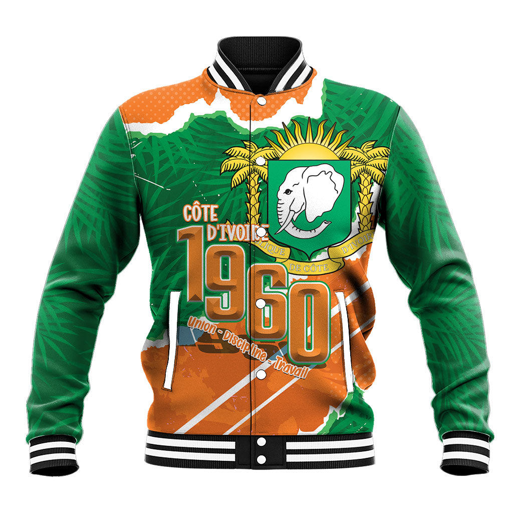 Cote d'Ivoire Independence Day Personalized Baseball Jacket 1960 Proud Coat Of Arms Grunge Style
