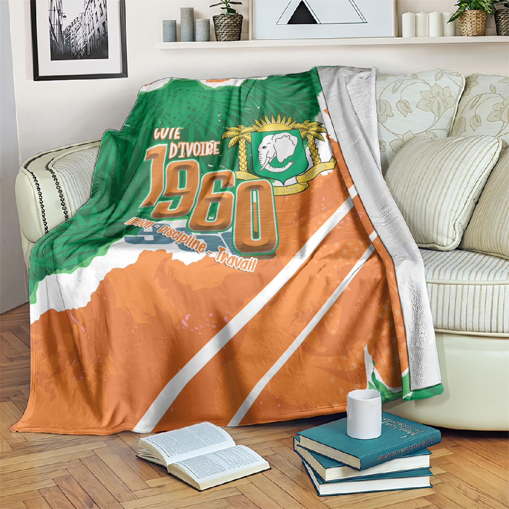 Cote d'Ivoire Independence Day Blanket 1960 Proud Coat Of Arms Grunge Style