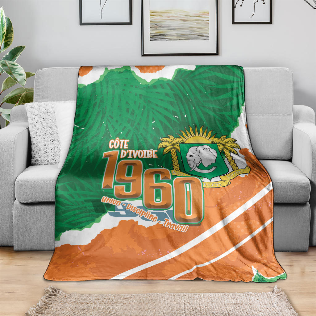 Cote d'Ivoire Independence Day Blanket 1960 Proud Coat Of Arms Grunge Style