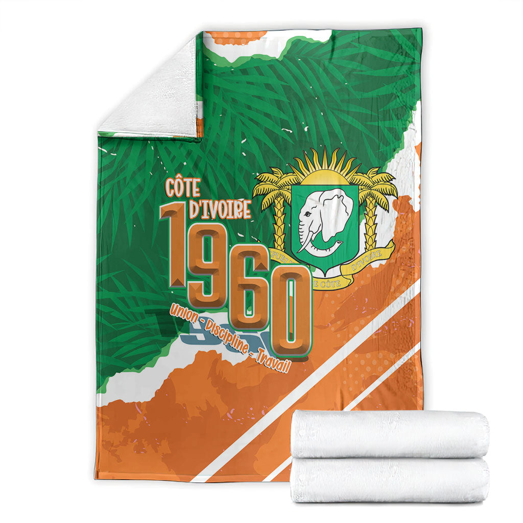 Cote d'Ivoire Independence Day Blanket 1960 Proud Coat Of Arms Grunge Style