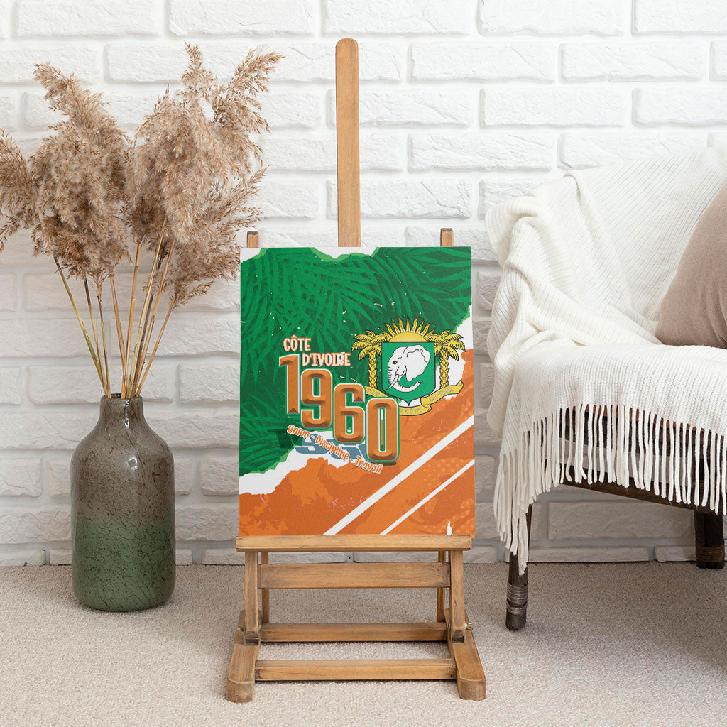 Cote d'Ivoire Independence Day Canvas Wall Art 1960 Proud Coat Of Arms Grunge Style