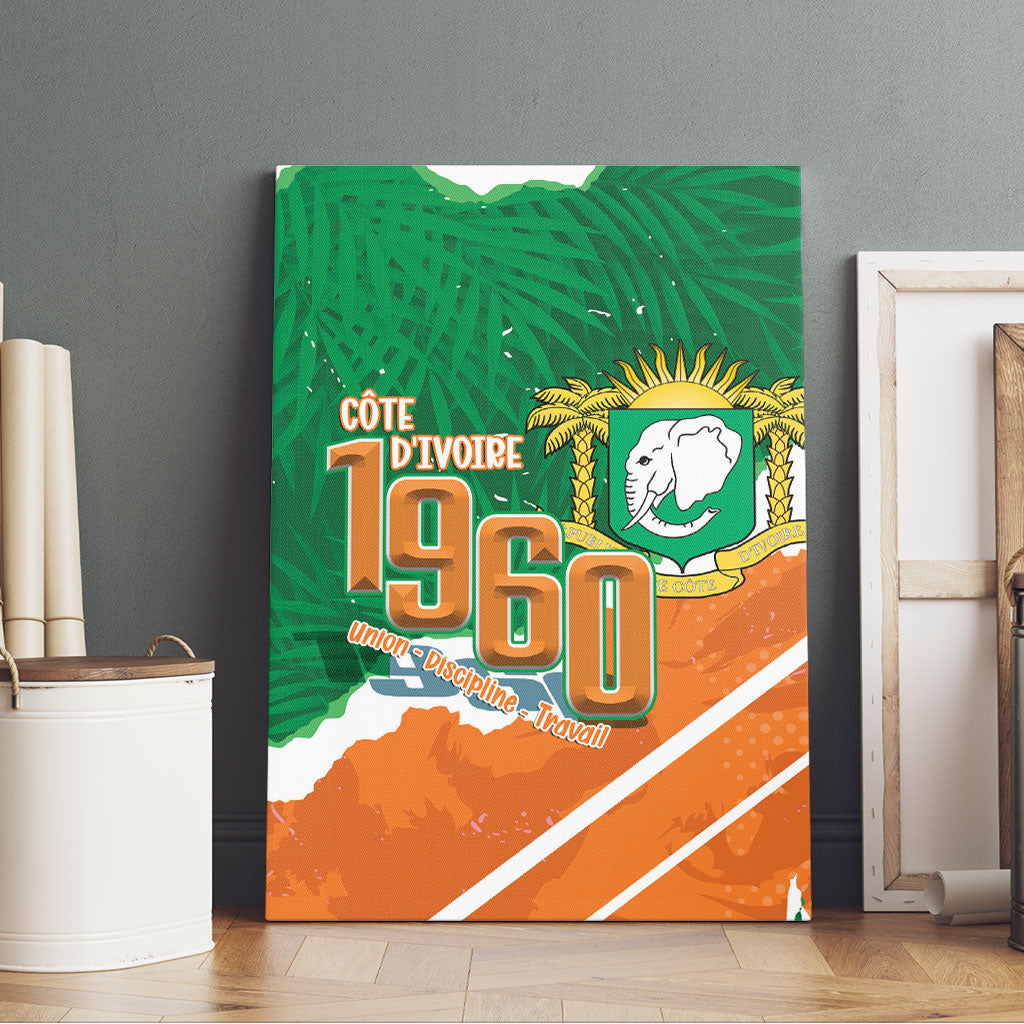 Cote d'Ivoire Independence Day Canvas Wall Art 1960 Proud Coat Of Arms Grunge Style