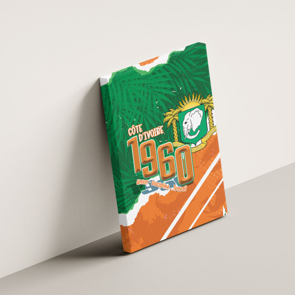 Cote d'Ivoire Independence Day Canvas Wall Art 1960 Proud Coat Of Arms Grunge Style