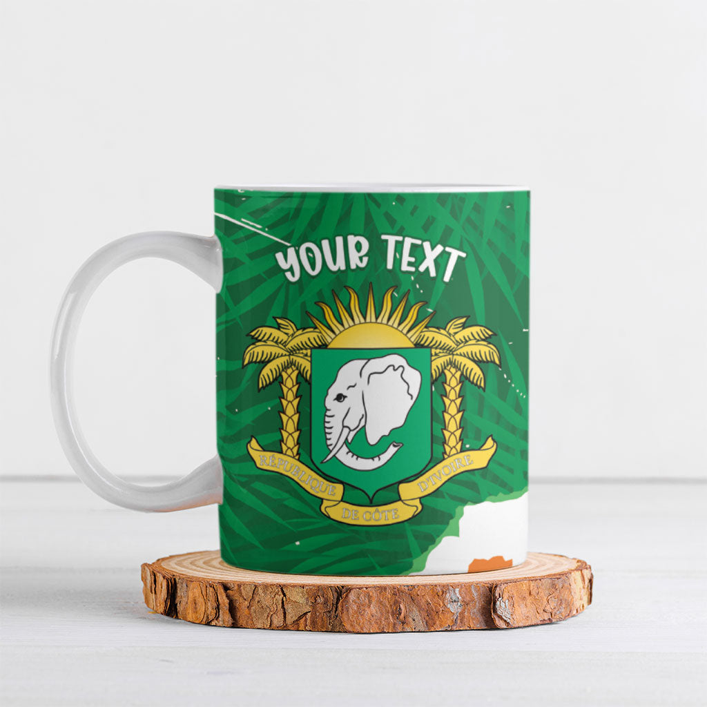 Cote d'Ivoire Independence Day Personalized Ceramic Mug 1960 Proud Coat Of Arms Grunge Style