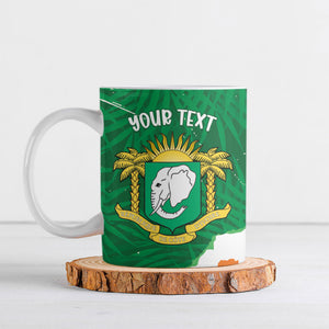 Cote d'Ivoire Independence Day Personalized Ceramic Mug 1960 Proud Coat Of Arms Grunge Style