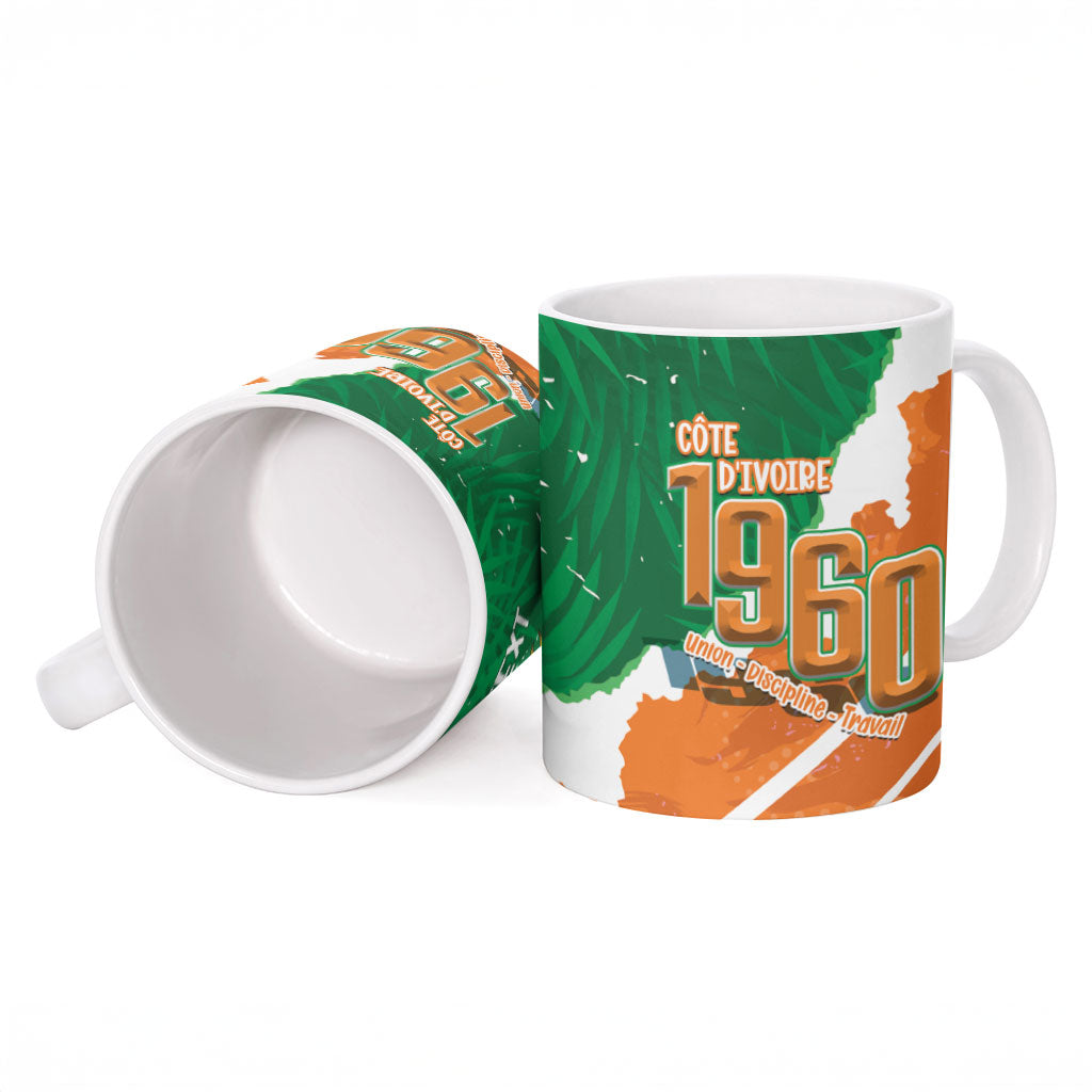 Cote d'Ivoire Independence Day Personalized Ceramic Mug 1960 Proud Coat Of Arms Grunge Style