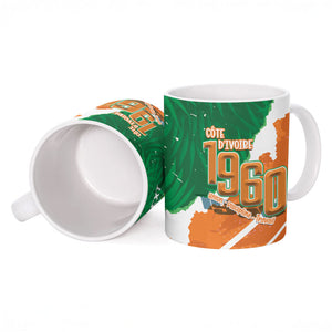 Cote d'Ivoire Independence Day Personalized Ceramic Mug 1960 Proud Coat Of Arms Grunge Style