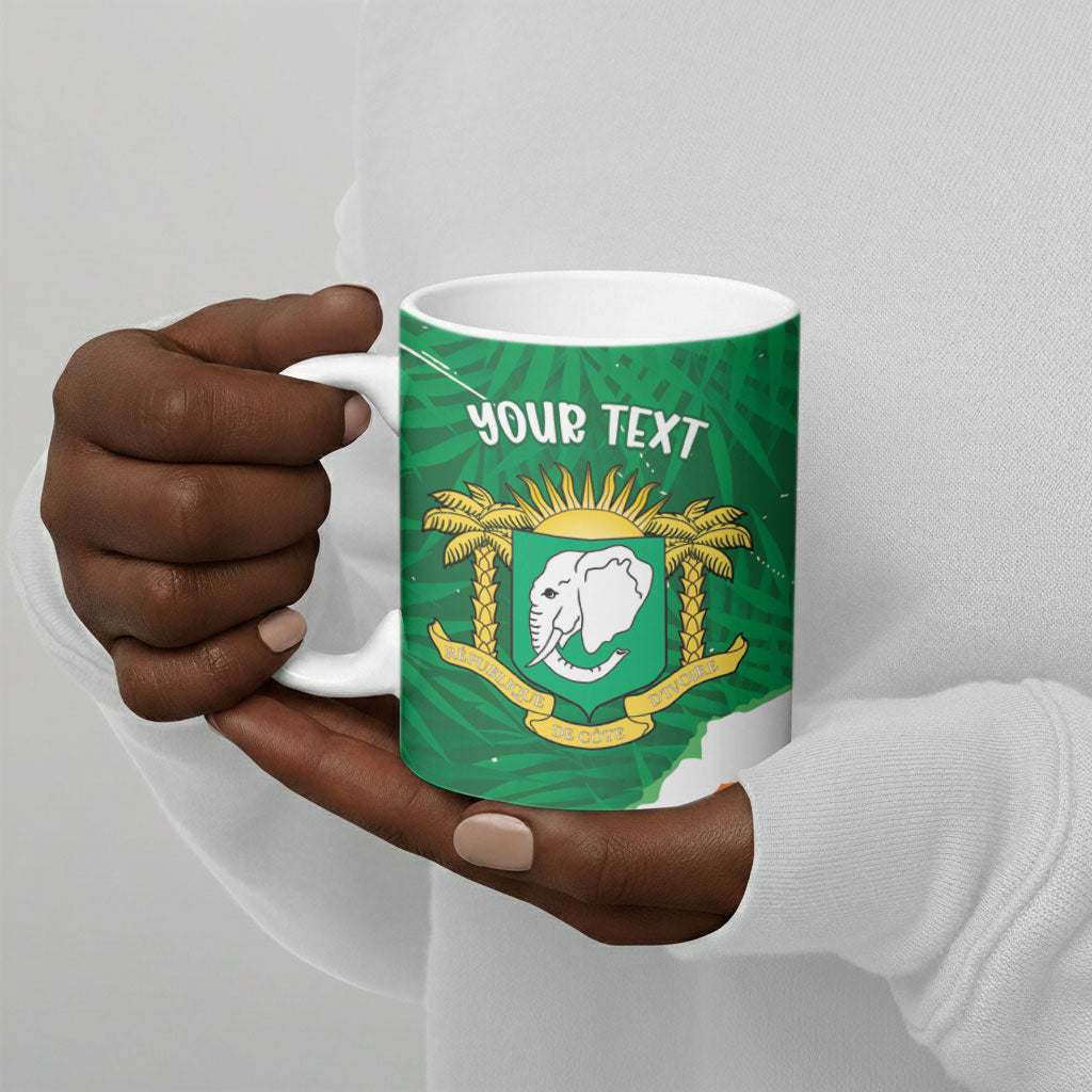 Cote d'Ivoire Independence Day Personalized Ceramic Mug 1960 Proud Coat Of Arms Grunge Style