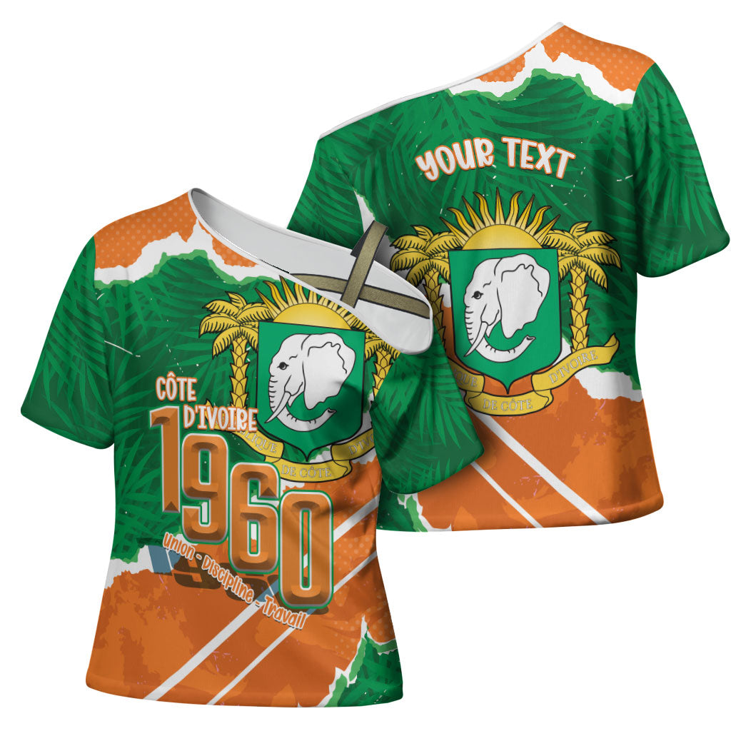 Cote d'Ivoire Independence Day Personalized Cross Shoulder Shirt 1960 Proud Coat Of Arms Grunge Style