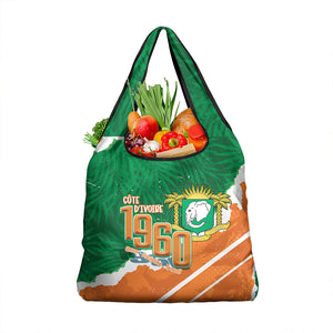 Cote d'Ivoire Independence Day Grocery Bag 1960 Proud Coat Of Arms Grunge Style