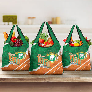 Cote d'Ivoire Independence Day Grocery Bag 1960 Proud Coat Of Arms Grunge Style