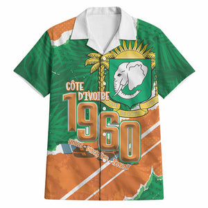 Cote d'Ivoire Independence Day Personalized Hawaiian Shirt 1960 Proud Coat Of Arms Grunge Style