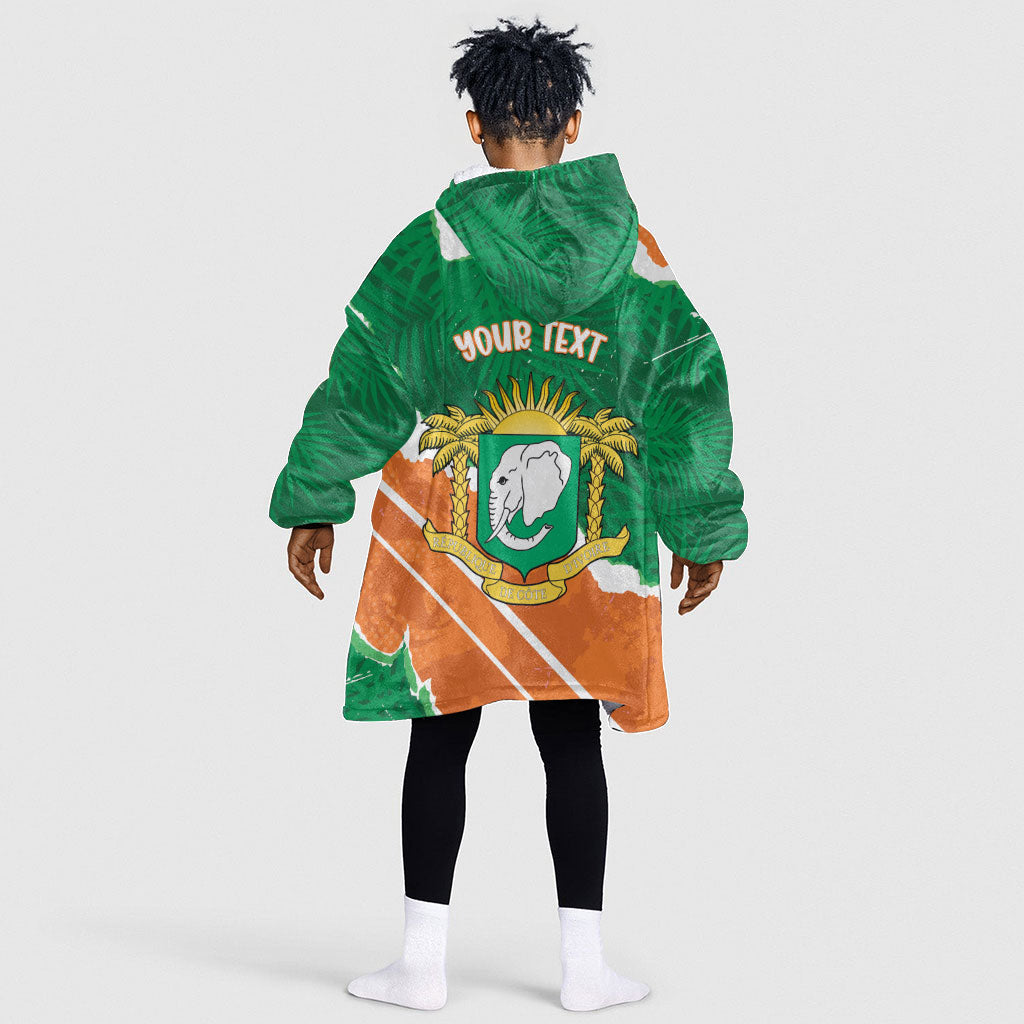 Cote d'Ivoire Independence Day Personalized Kid Wearable Blanket Hoodie 1960 Proud Coat Of Arms Grunge Style