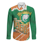 Cote d'Ivoire Independence Day Personalized Long Sleeve Button Shirt 1960 Proud Coat Of Arms Grunge Style