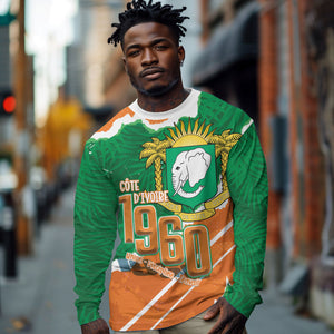 Cote d'Ivoire Independence Day Personalized Long Sleeve Shirt 1960 Proud Coat Of Arms Grunge Style