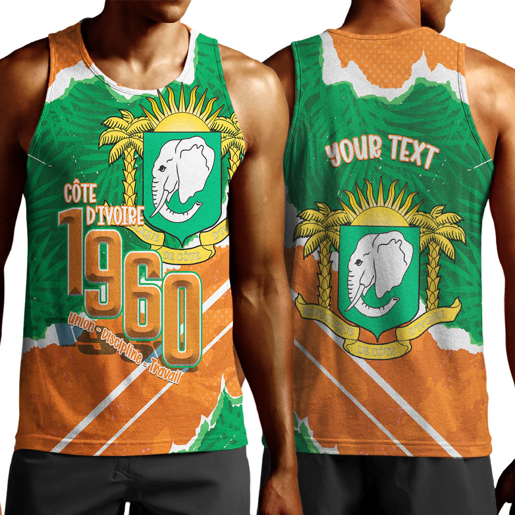 Cote d'Ivoire Independence Day Personalized Men Tank Top 1960 Proud Coat Of Arms Grunge Style